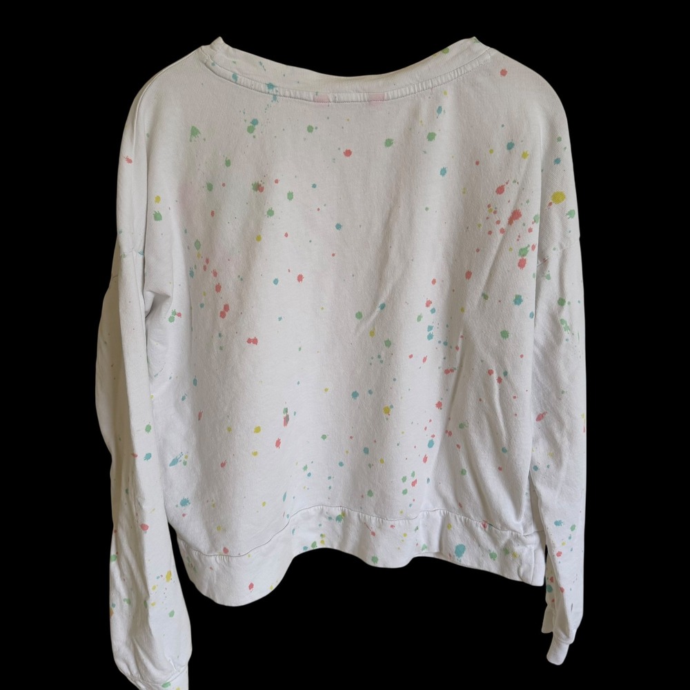 Lilly Pulitzer Small White Paint Splatter Palm Tree Sweatshirt Jogger 2 Pc Set - Picture 2 of 11